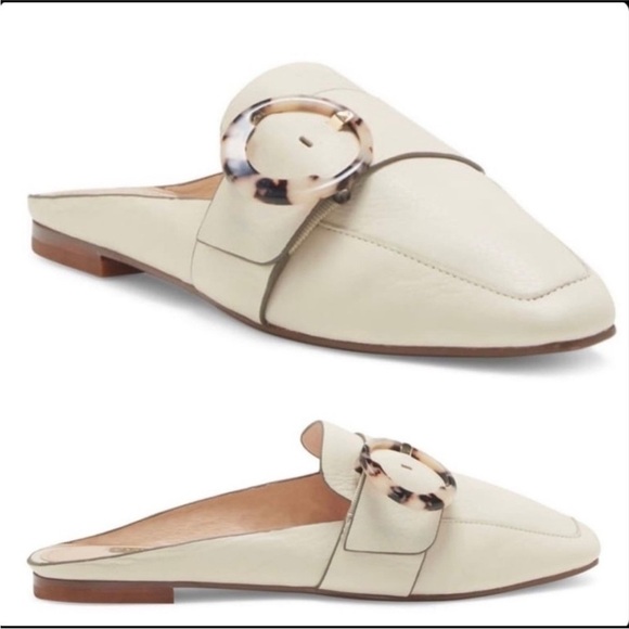 Louise et Cie Brileigh Bone Mules Sz 9.5 Tortoise Shell Buckle Momcore Coastal - Picture 1 of 15